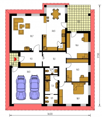 Grundriss des Erdgeschosses - BUNGALOW 45